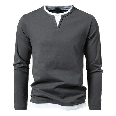 Cesar - Classic Long Sleeve Henley for Men ELVORIA UK