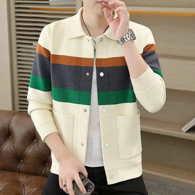 Comfortable Striped Autumn Cardigan for Men Londonchic